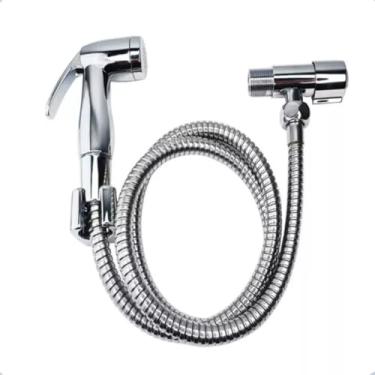 Imagem de Ducha Higiênica Cromada Chuveirinho Íntimo com Registro 1/4 de Volta Bidê de Mão com Mangueira Flexível