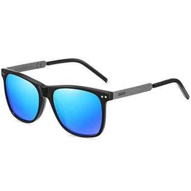 Imagem de DUCO Óculos de sol polarizados masculinos óculos de sol masculinos para dirigir pesca armação acetato 100% proteção UV 2143, Armação preta, lente azul Revo, Medium
