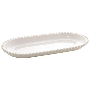 Imagem de Travessa Oval de Porcelana Beads Branco 30cm x 15cm x 3cm - Wolff