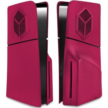 Imagem de Adequado para case de versão de disco PS5 Slim, painel com aberturas de resfriamento, capa protetora anti-riscos e à prova de poeira, painéis laterais de reposição ABS (ABS-vermelho)