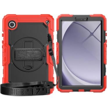 Imagem de Capa protetora resistente Compatível com Samsung Galaxy Tab A9 8,7 polegadas 2023 modelo (SM-X110/SM-X115) Capa de TPU resistente a choque, capa protetora com protetor de tela 380 Suporte giratório +