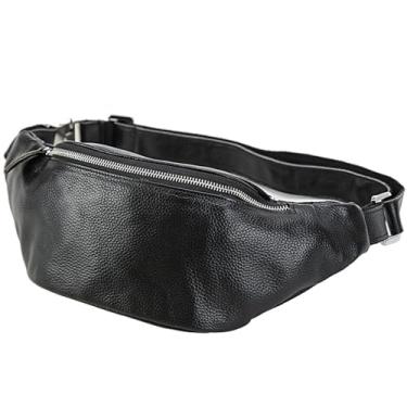 Imagem de Pochete fina de couro genuíno para homens e mulheres, design vintage, minimalista, pochete fina, bolsa transversal pequena para viajar ou andar, a