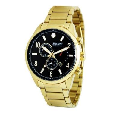 Imagem de Relógio magnum masculino cronógrafo dourado 10 atm 43mm