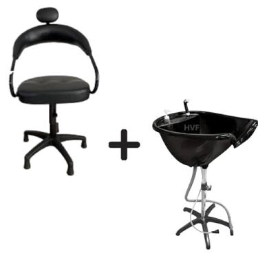 Imagem de HENVIFER, kit salão cadeira futurama almofadada + lavatório portátil