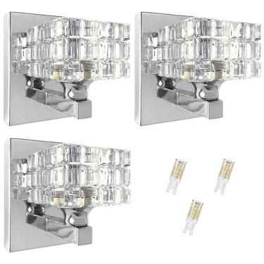 Imagem de Kit 3 Arandela De Cristal K9 Cromado Para Quarto Bet38 + Led
