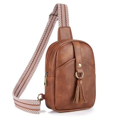 Imagem de Missnine Pequena bolsa tiracolo feminina de couro PU pochete bolsa transversal moderna bolsa de peito para viagens, compras, uso diário, Marrom, Small, Bolsa tiracolo moderna