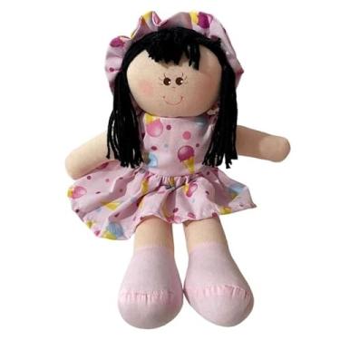 Imagem de Boneca de Pano Artesanal 30cm Nicho Pelucia Decoração Brinquedo Menina Menino (Maitê - Cabelo Preto)