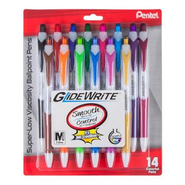 Imagem de Pentel Caneta esferográfica GlideWrite (1,0 mm) média, cores de tinta sortidas, pacote com 14 (BX910BP14M1)