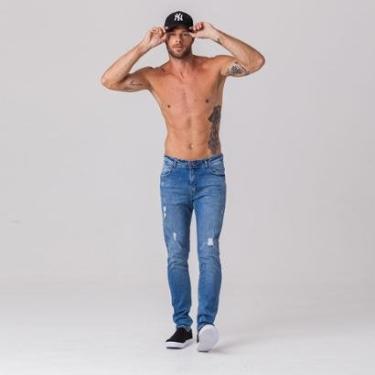 Imagem de Calça Jeans Skinny Puídos Masculina Rock e Soda-Masculino