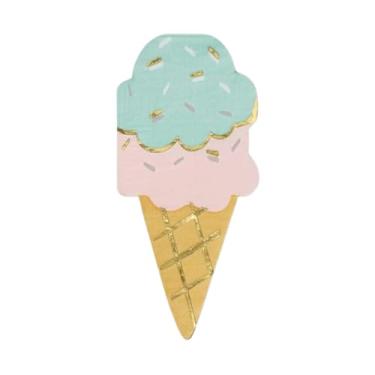 Imagem de Coterie Ice Cream Cone Paper Napkins (Set of 25) - Ice Cream Cone Paper Napkins for Kid's Birthdays, Sundae Partys, Summer Birthdays | 7.5" x 3.5" Paper Napkins