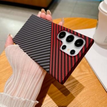 Imagem de Capa de telefone texturizada de fibra de carbono ultrafina para Samsung Galaxy S24 S23 S22 Note 10 Plus Note 20 Capa traseira rígida ultra à prova de choque, vermelha, preta, para Note 10 Plus