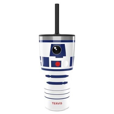 Imagem de Tervis Copo de viagem Traveler Star Wars R2-D2 Artoo com isolamento térmico de parede tripla mantém as bebidas frias e quentes, 850 g - com tampa de palha, aço inoxidável