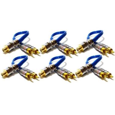 Imagem de 6 Cabo RCA Y Blindado 2M1F Plug Metal Banhado Ouro Crossover - Svart T