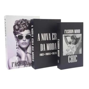 Imagem de Genérico - Conjunto de 3 Caixas Livro Fake Decorativas para Decoração de Casa, Sala, Quarto, Porta Objetos Premium (Fashion, Elegante, 27.1 cm x 5.5 cm x 17.3 cm)