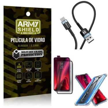 Imagem de Cabo Usb Tipo C HS-302 Redmi K20 Mi 9T + Capinha + Película 3D - Armys
