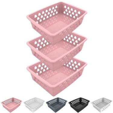 Imagem de Kit 3 Cesto Organizador Multiuso Decorativo Médio p/ Gaveta Armário 20