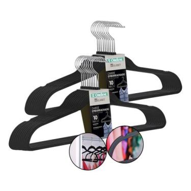 Imagem de Kit 20 Cabides Emborrachado Superfino Para Casa Roupas Preto - Ordene