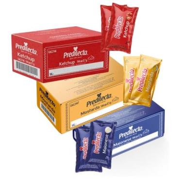 Imagem de Kit 3 Maionese Ketchup E Mostarda Predilecta 432 sachê de 7g