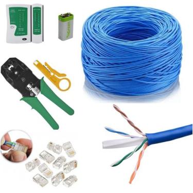 Imagem de Kit Cabo De Rede Cftv Cat 6 30m Alicate Testador 20rj45 9v - Multitoc