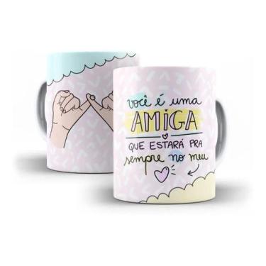 Imagem de Caneca Porcelana Amizade Amiga Para Sempre No Coração - Villa Caneca