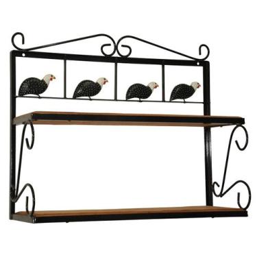 Imagem de Prateleira cozinha Dupla madeira Ferro Angolas Preto 50x60 - Shoppingn