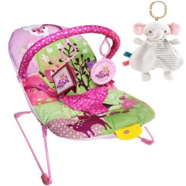 Imagem de Cadeira Descanso Vibratória Rosa 9Kg e Naninha Elefante Bebê - Color B