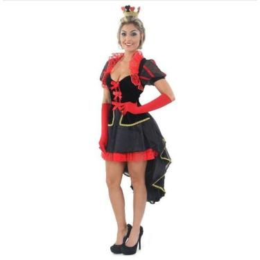 Imagem de Fantasia Dama de Copas Vestido Luxo Adulto com Luvas e Tiara - Diverso