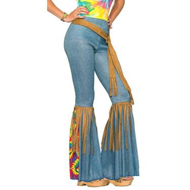 Imagem de Forum Novelties Calça feminina hippie de sino, Azul/marrom, PP-P