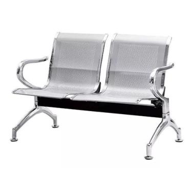 Imagem de Kit com 6 Cadeiras Longarina Aeroporto Cromada 2 Lugares - TM