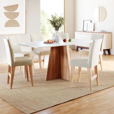 Imagem de Conjunto Sala de Jantar 1,60m 6 Lugares Mesa Lune e Cadeira Ane Bege B