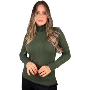 Imagem de Blusa De Frio Cacharrel Feminina Gola Alta Trico Manga Longa - Calu Tr