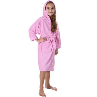 Imagem de Roupão Liso Infantil Malha Felpudo com Bolsos e Capuz - Bene Casa, M, 