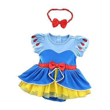 Imagem de Macacão Dressy Daisy para bebês, meninas, vestido de princesa, macacão, fantasia de Halloween com faixa de cabeça, tamanho 9-12 meses, azul 212, Estilo A, 9-12 Months