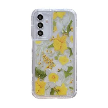 Imagem de Capa transparente floral 3 em 1 para Samsung Galaxy A35 5G, 3 camadas slim fit flores coloridas padrão 3D bonito feminino estética tendência à prova de choque capa feminina de corpo inteiro para