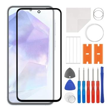 Imagem de SWARK Substituição da lente do painel externo de vidro frontal + OCA compatível com Galaxy A55 de 6,6 polegadas (SM-A556V, SM-A556B, SM-A556B/DS) (sem tela LCD e digitalizador de toque) com kit de