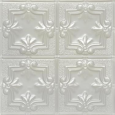 Imagem de Shanko SKPC321 Azulejo de metal estampado Antoinette para teto de estanho (capas/48 pés quadrados), casca de ovo branca, pacote com 12