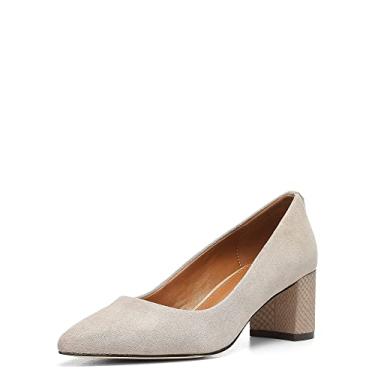 Imagem de Donald Pliner Sapato social feminino Stephani High Crepe, 5 cm, salto grosso, sapato clássico, Cinza claro - Camurça infantil, 40