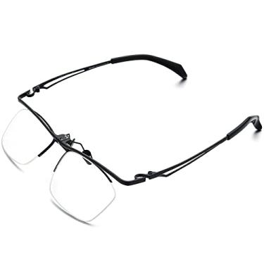 Imagem de FONEX Armação de óculos de titânio flip 180° para homens, óculos ópticos quadrados F8043, F8044 Preto, 56-17-140