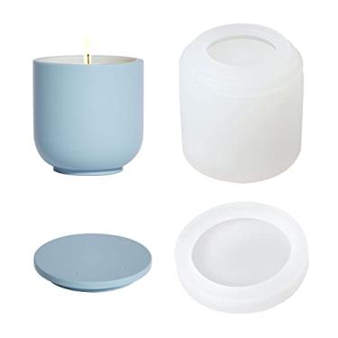 Imagem de BOOWAN NICOLE Frasco de vela de cimento estilo simples nórdico molde de silicone molde de recipiente de vela de concreto vaso de decoração de casa (SH0916-1 SH0916-2)