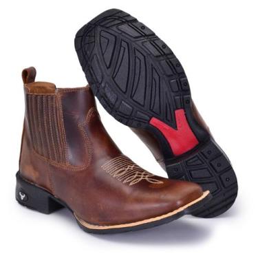 Imagem de Bota Masculina Texana Bico Quadrado Cano Curto Country de Couro - Bret