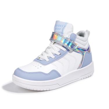 Imagem de LUCKY STEP Tênis infantil de cano alto, moderno, basquete, tênis, skyhigh para corrida, esportes, cano baixo, gancho e laço, tênis de caminhada casual para meninos e meninas, Lilás, 16