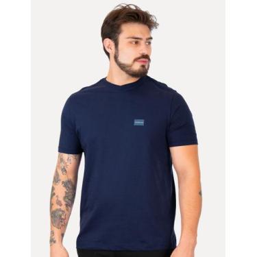 Imagem de Camiseta Calvin Klein Jeans Masculina Gola V Dark Square Azul Marinho,
