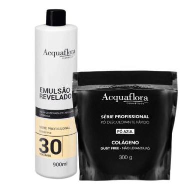Imagem de Kit Pó Descolorante + Emulsão Reveladora Acquaflora Volume 30 900ml