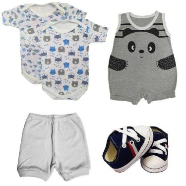 Imagem de Kit Verão Roupa de Bebê 5 Peças Body Macacão Regata e Short - Koala Ba