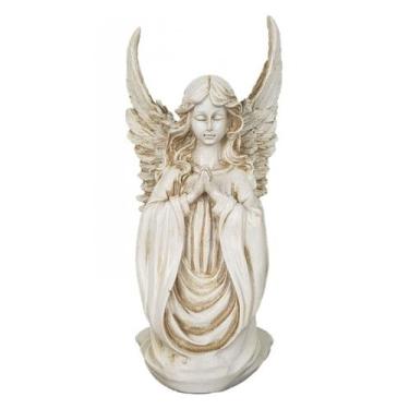Imagem de Estatueta Anjo Protetor Orando Cor Branco Envelhecido - Decore Casa