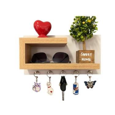 Imagem de Porta Chave de Parede MDF Organizador Com Suporte Para Carteira e Ocul