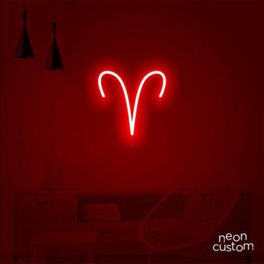 Imagem de luminaria letreiro Neon Led Signo Áries 80x80 luminoso decoração p/ se