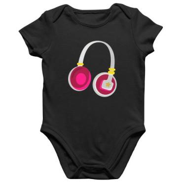 Imagem de Body Bebê Algodão Headphone Rosa - Foca na Moda, Preto, G