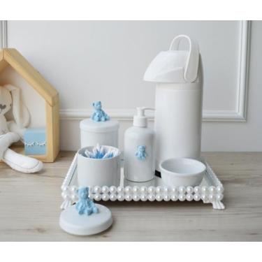 Imagem de Kit Higiene Bebê Porcelana Pote Banho Térmica K023 Urso - Ciranda Arte