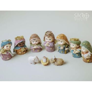 Imagem de Presépio Natal Completo Baby Infantil 10 Peças 5,6cm - Sacro